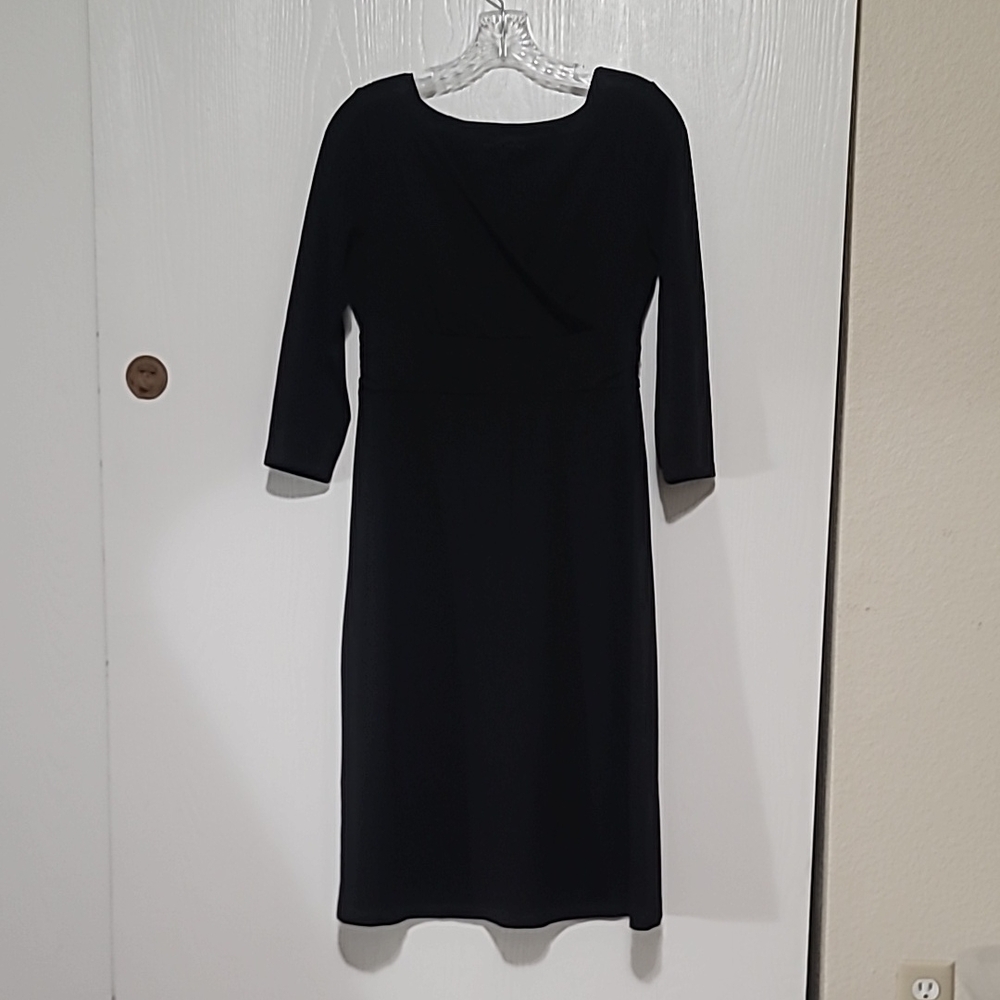 Eddie Bauer a line black dress wrap top waist defining small